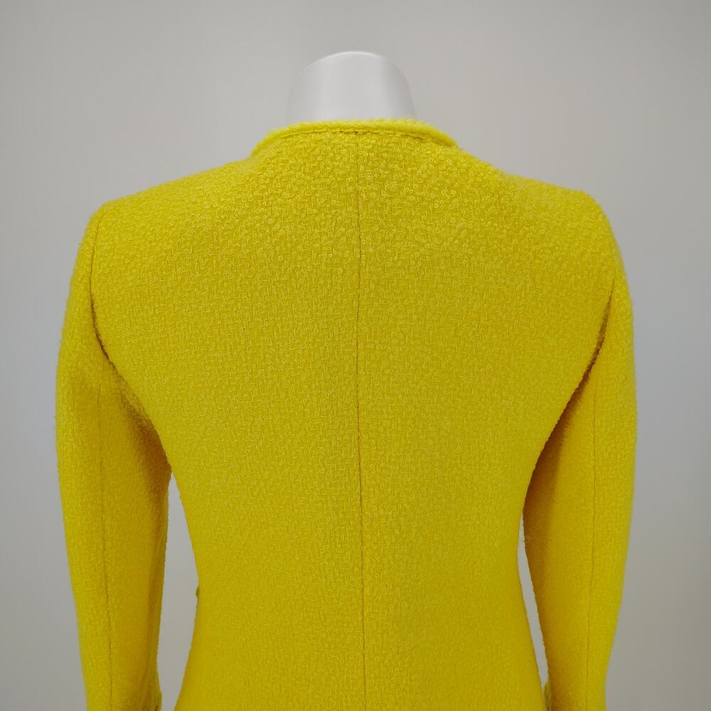 J.Crew Yellow Bouclé Long Lady Jacket & Mini Skirt Wool Blend Suit Set Size 4 - Picture 13 of 16
